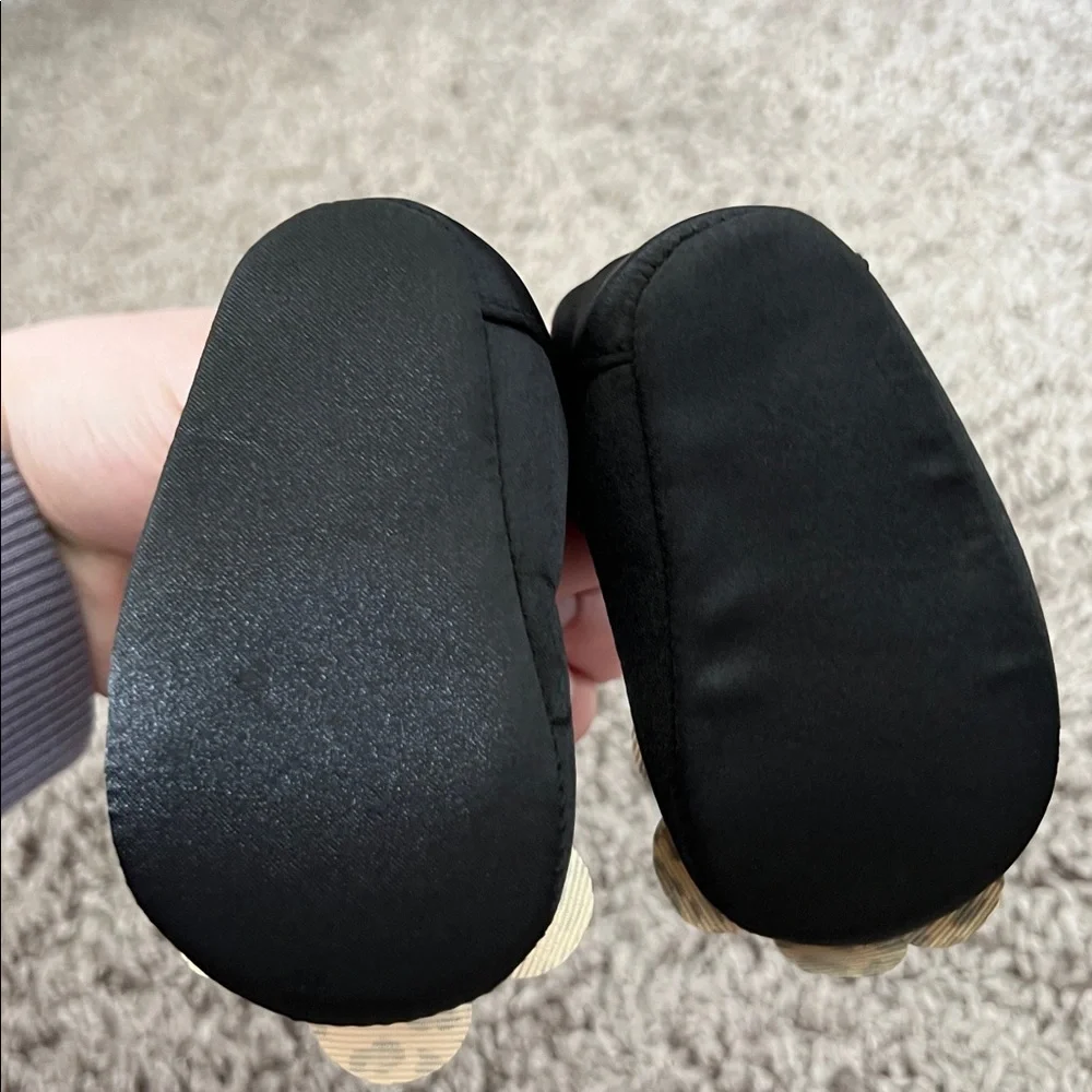 Stepping Stones Black Cheetah Flower Mary Jane Infant Baby Shoes